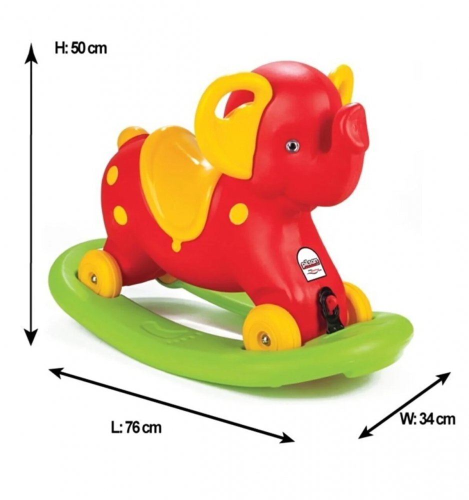 PILSAN Balansoar elefant 2 in 1 cu roti si platforma detasabila Rosu