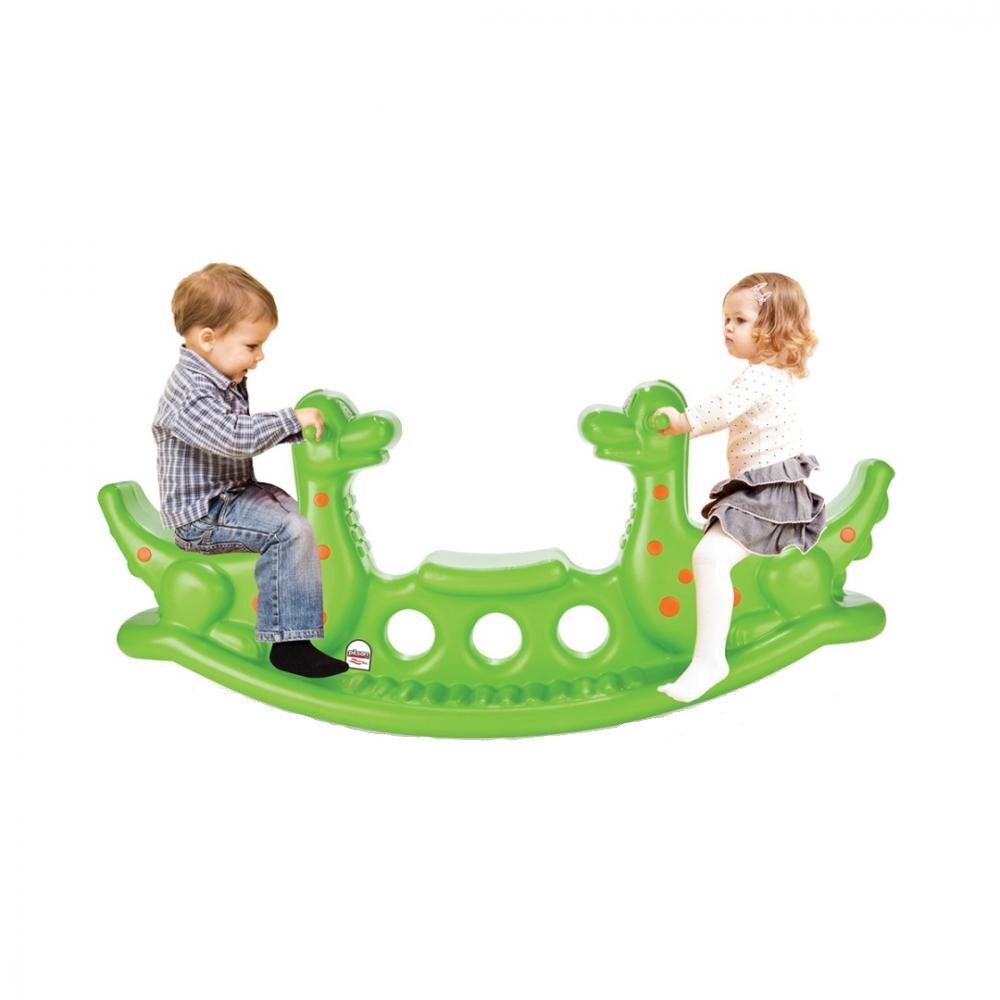 PILSAN Balansoar pentru 3 copii Dino Seesaw Green utilizare interiorexterior greutate admisa 50 kg dimensiune 140x39x58 cm