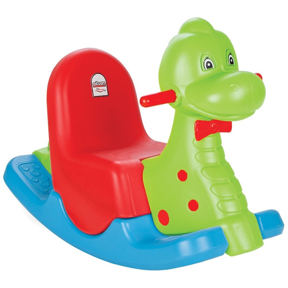 PILSAN Balansoar pentru copii Happy Dino green cu spatar manere ergonomicesistem de siguranta anti-rasturnare