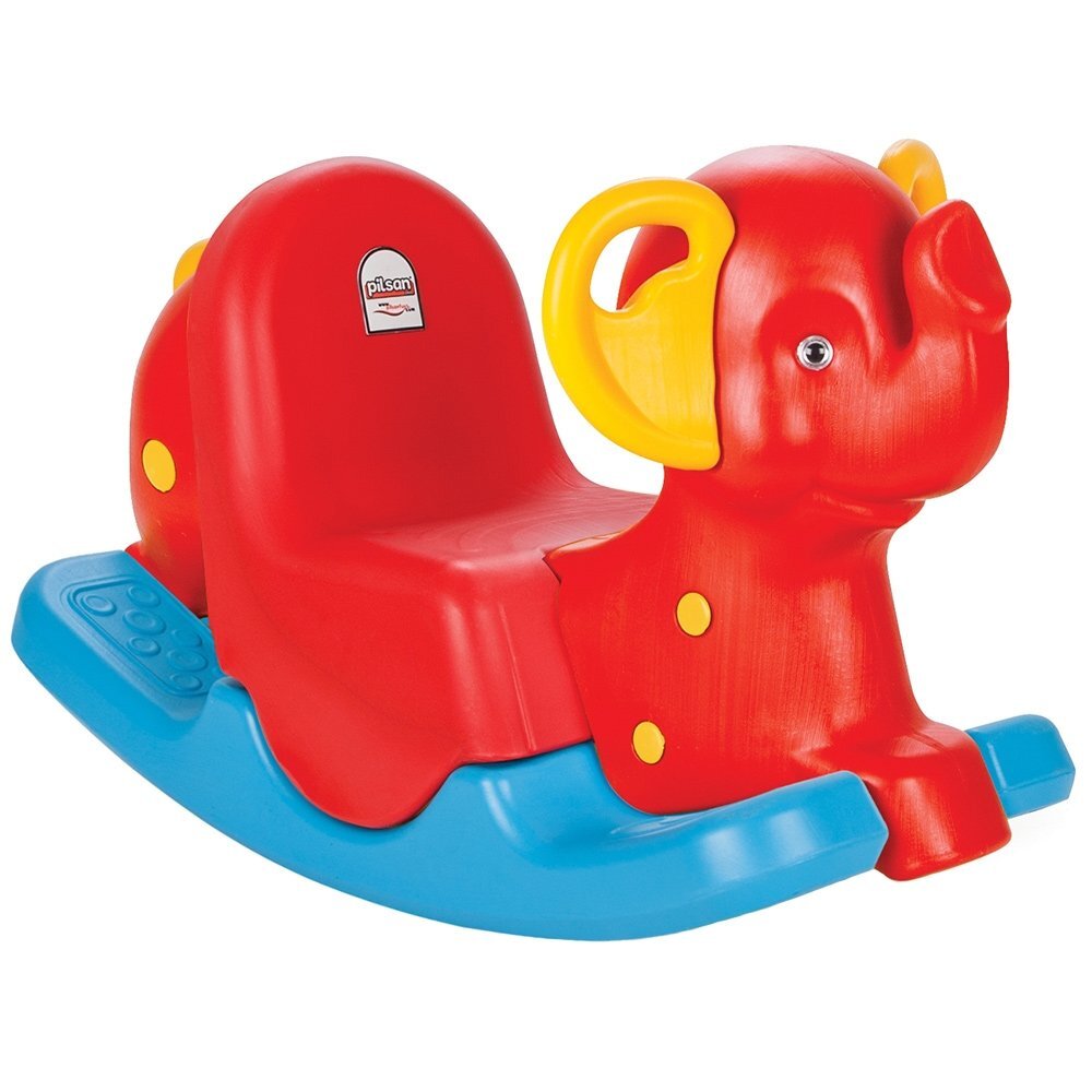 PILSAN Balansoar pentru copii Happy Elephant red cu spatar inalt sistem de siguranta anti-rasturnare manere ergonomice recomandat de la 3 ani