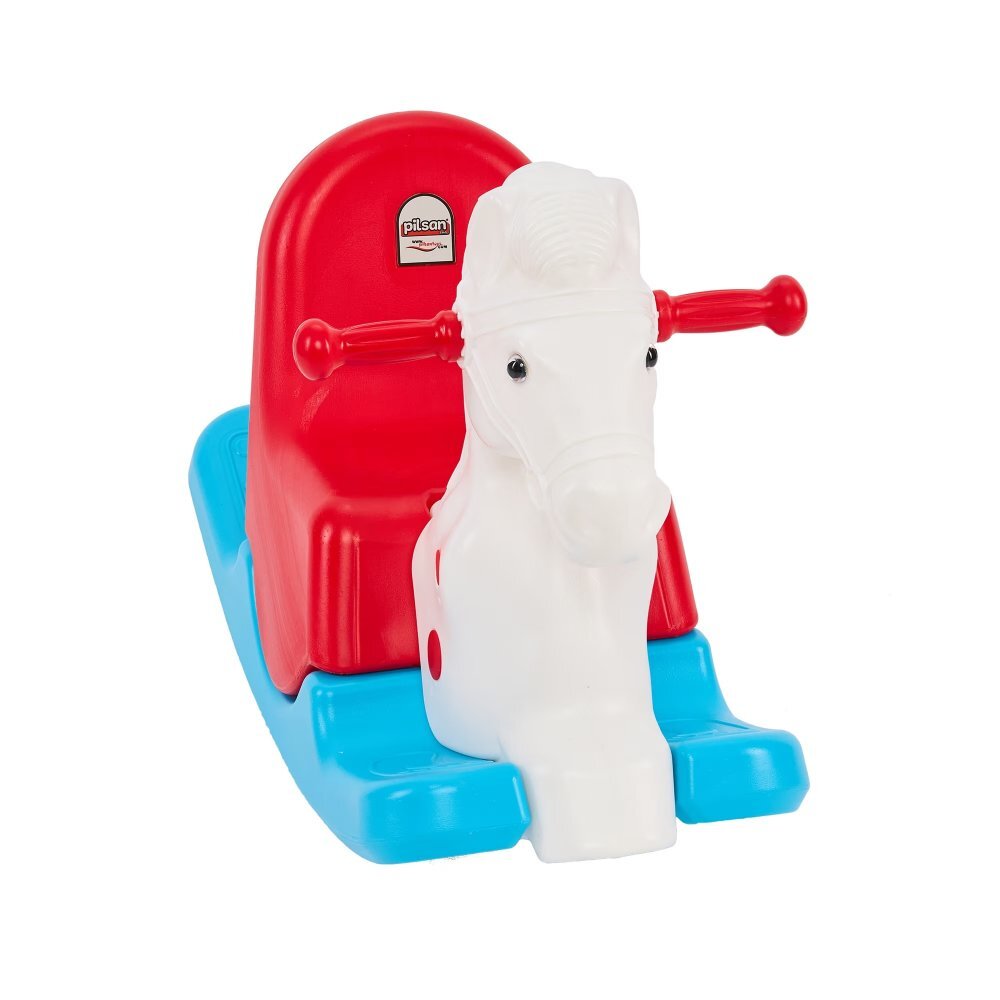 PILSAN Balansoar pentru copii Happy Horse white cu spatar inalt sistem de siguranta anti-rasturnare manere ergonomice recomandat de la 3 ani