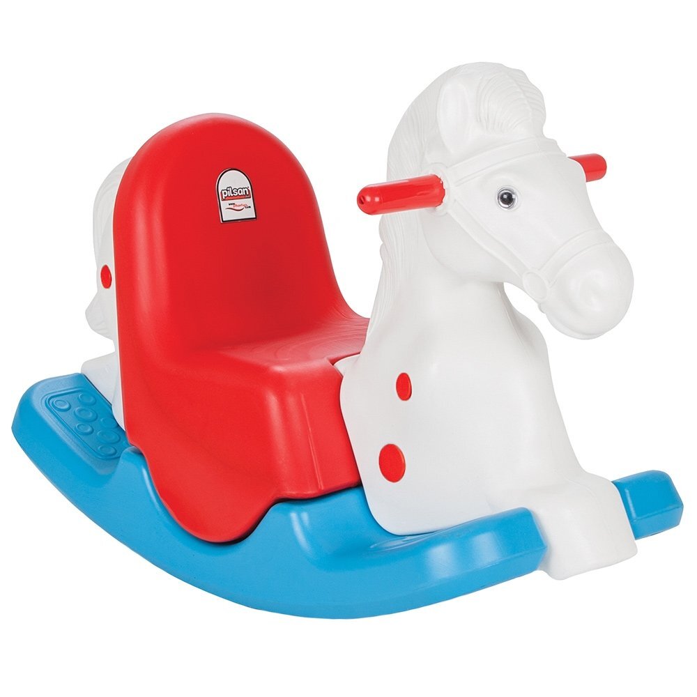 PILSAN Balansoar pentru copii Happy Horse white cu spatar inalt sistem de siguranta anti-rasturnare manere ergonomice recomandat de la 3 ani