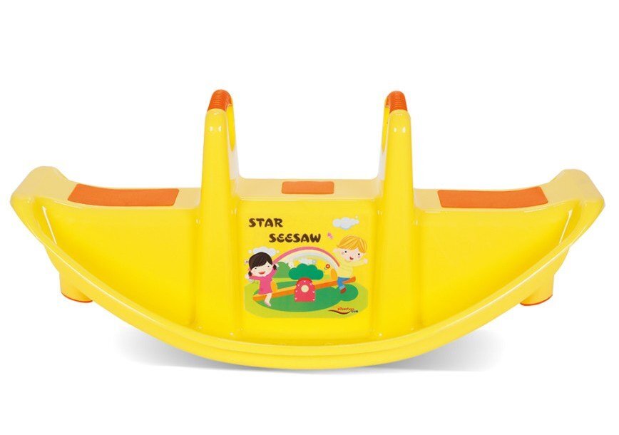 PILSAN Balansoar pentru copii Star Seesaw Yellow cu manere de sustinereplastic solidrezistent la UVutilizare interiorexteriorbaza cu siguranta antirasturnare