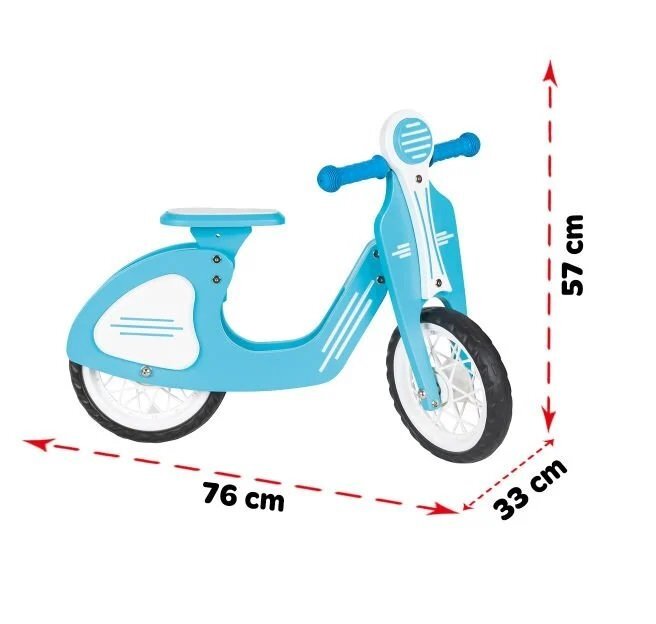 PILSAN Bicicleta copii fara pedale Retro Blue scaun reglabil in 3 pozitii sarcina maxima 30 kg de la 2 ani roti din cauciuc EVA