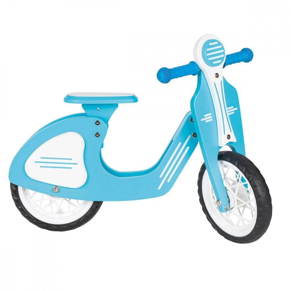 PILSAN Bicicleta copii fara pedale Retro Blue scaun reglabil in 3 pozitii sarcina maxima 30 kg de la 2 ani roti din cauciuc EVA