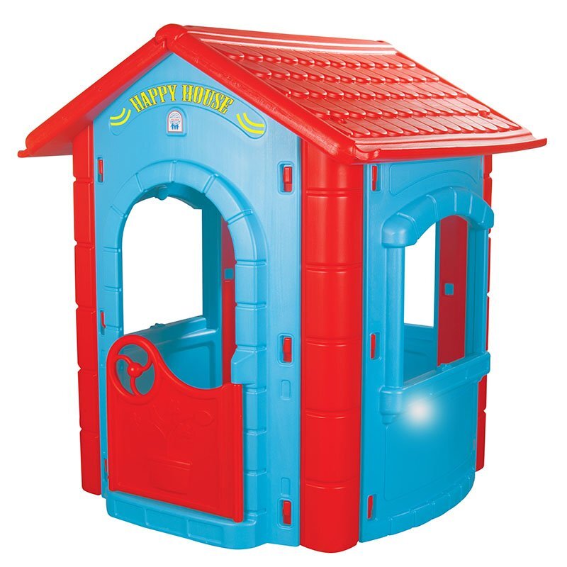 PILSAN Casuta de gradina pentru copii Happy House BlueRed utilizare interiorexteriorplastic rezistent UVdesign realistusa si ferestre functionale 112x104.5x131 cm