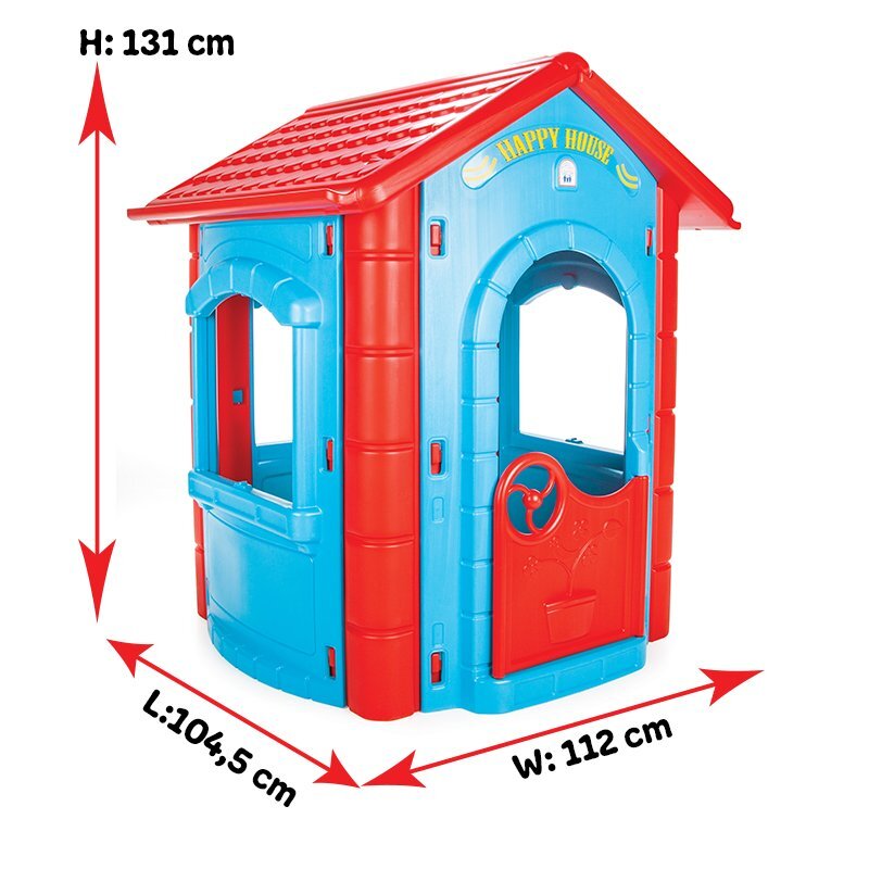 PILSAN Casuta de gradina pentru copii Happy House BlueRed utilizare interiorexteriorplastic rezistent UVdesign realistusa si ferestre functionale 112x104.5x131 cm