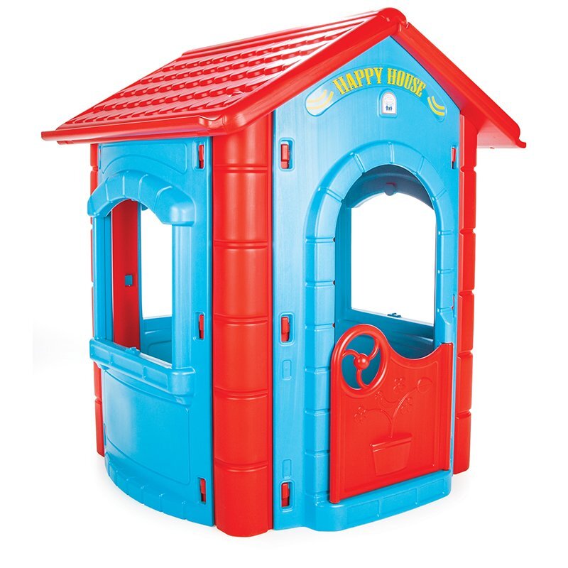 PILSAN Casuta de gradina pentru copii Happy House BlueRed utilizare interiorexteriorplastic rezistent UVdesign realistusa si ferestre functionale 112x104.5x131 cm