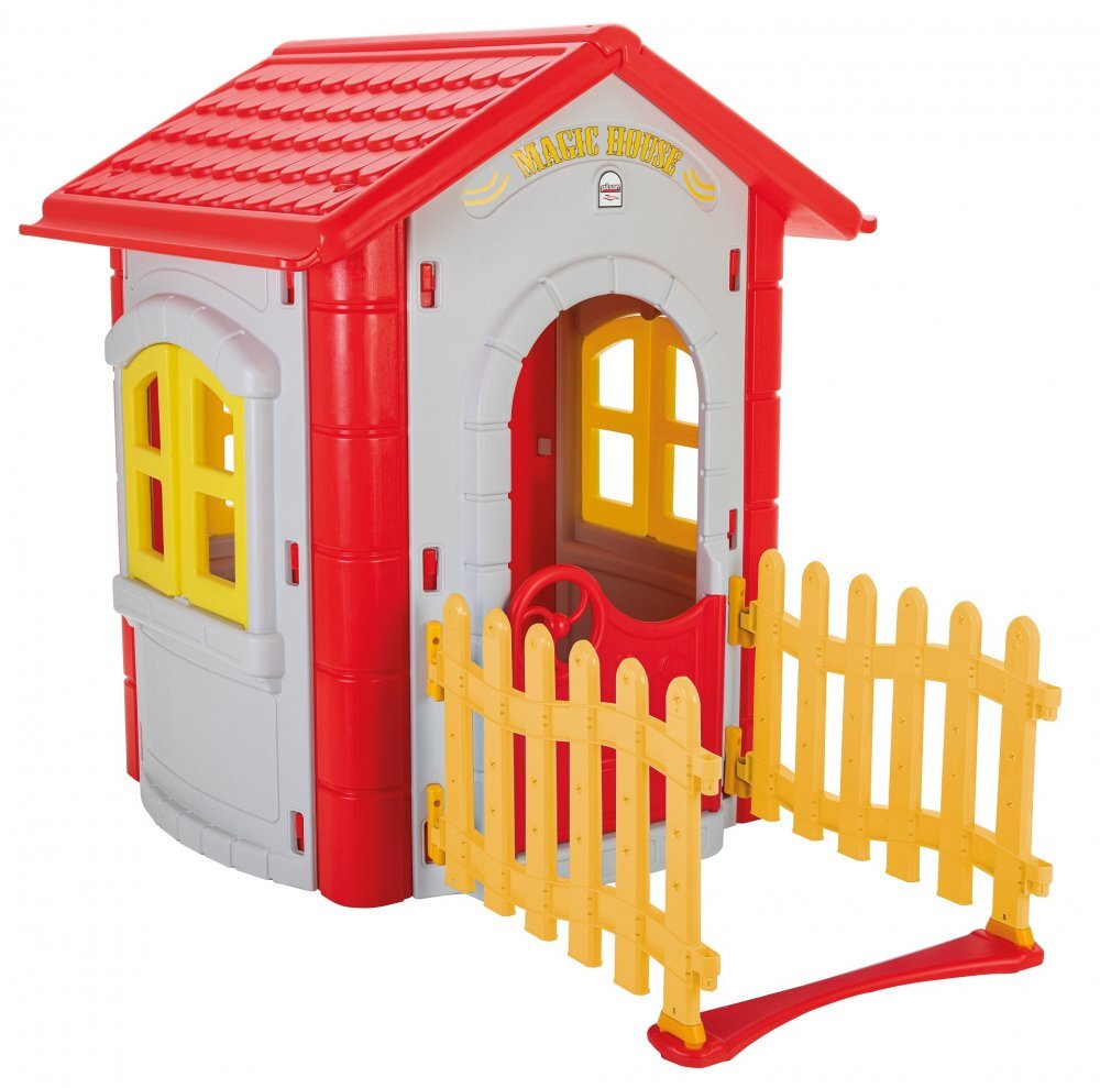 PILSAN Casuta de gradina pentru copii Magic House GreyYellow gardulet inclus utilizare interiorexteriorplastic rezistent UVdesign realistusa si ferestre functionale 112 x 172 x 131 cm