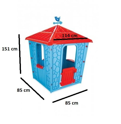 PILSAN Casuta de gradina pentru copii Stone House Blue utilizare interiorexteriorplastic rezistent UVdesign realist usa cu deschidere 85x85x115 cm