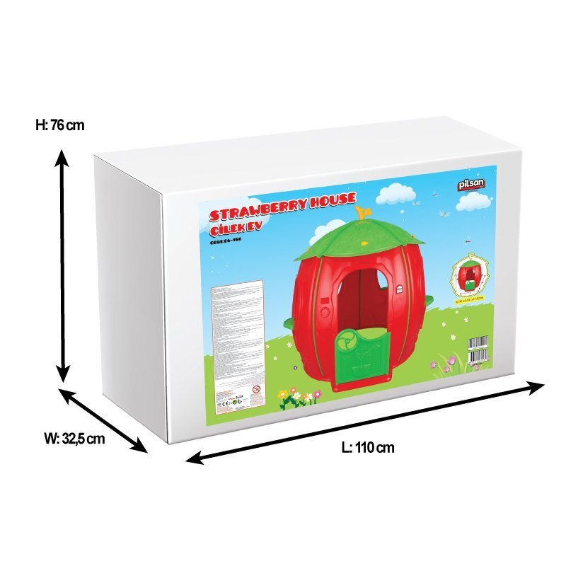 PILSAN Casuta de gradina pentru copii Strawberry utilizare interiorexteriorplastic rezistent UVdesign realistusa si ferestre functionale