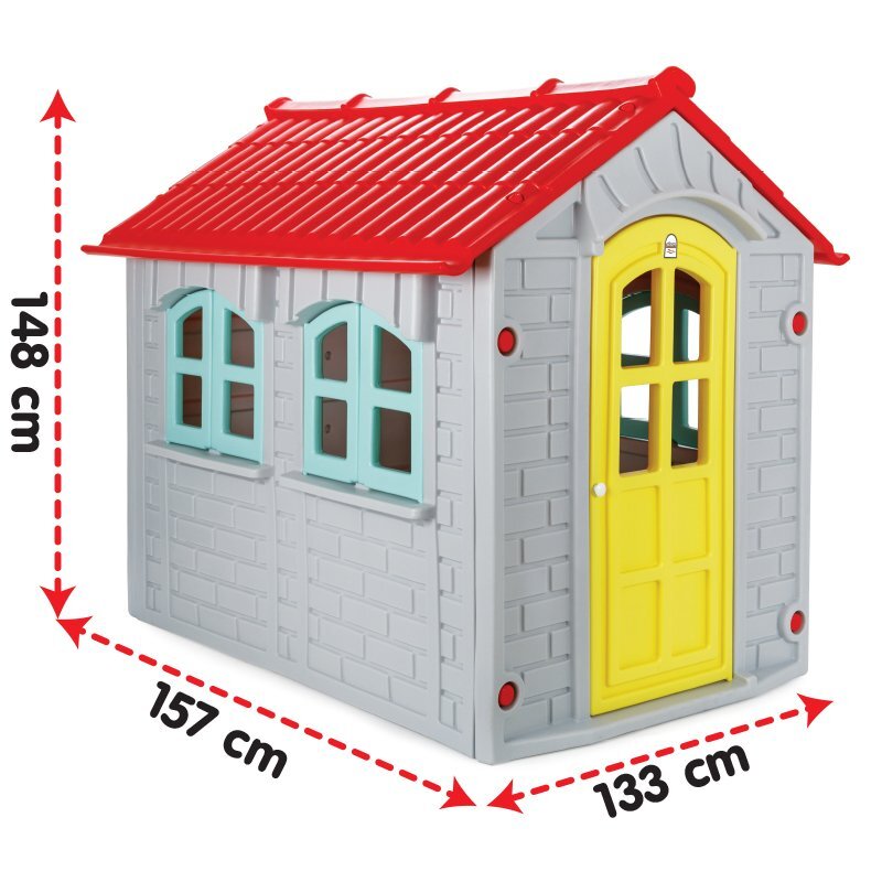 PILSAN Casuta mare de gradina pentru copii My Home Gri 157x133x148 cm utilizare interiorexteriorplastic rezistent UVdesign realistusa si ferestre functionale