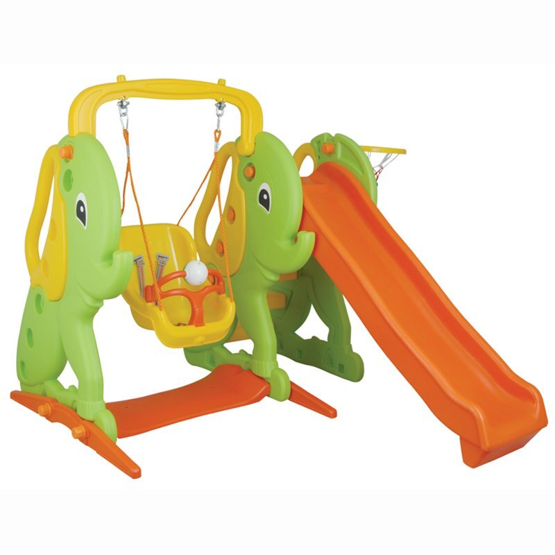 PILSAN Centru de joaca 3 in 1 Elefant cu cos de baschetleagan si tobogan