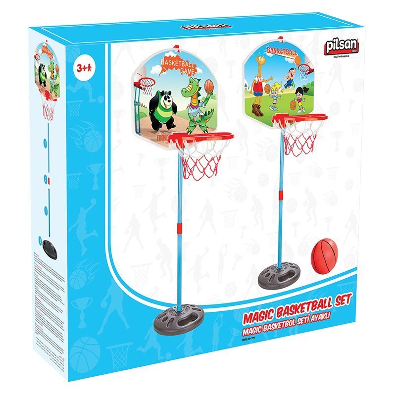PILSAN Cos de baschet Magic Basketball cu minge inclusa usor de montat si de demontat baza poate fi umpluta cu apa sau nisip dimensiune 42 x 43 x 114.5 cm