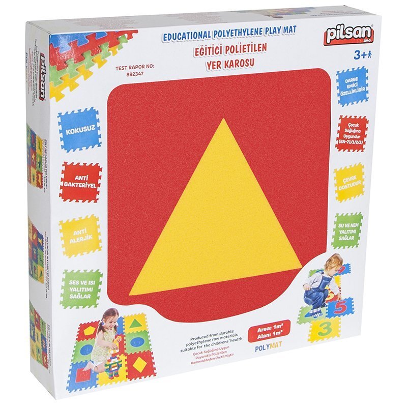 PILSAN Covoras puzzle pentru copii Forme geometrice 9piese 33x33cm din spuma termoizolantaeducativculori luminoase