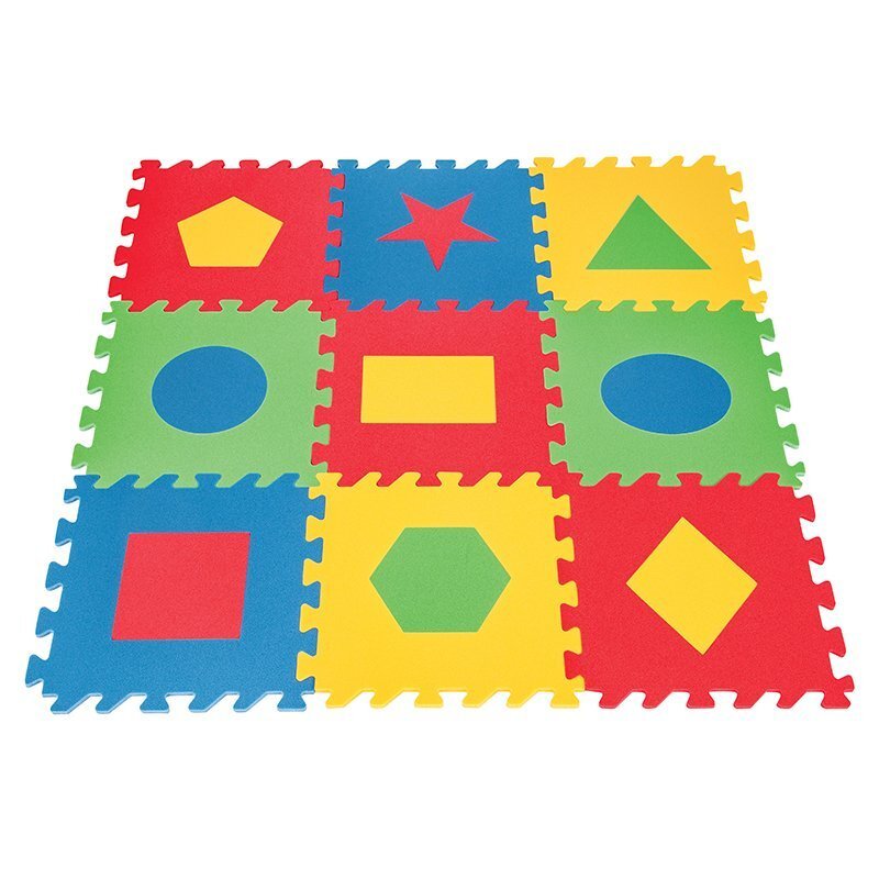 PILSAN Covoras puzzle pentru copii Forme geometrice 9piese 33x33cm din spuma termoizolantaeducativculori luminoase
