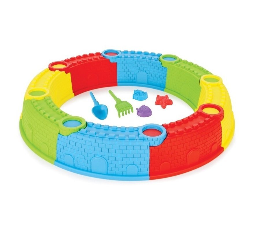 PILSAN Cutie de nisip modulara cu lopaticagrebla si 3 forme de nisip incluse Castle Multicolor