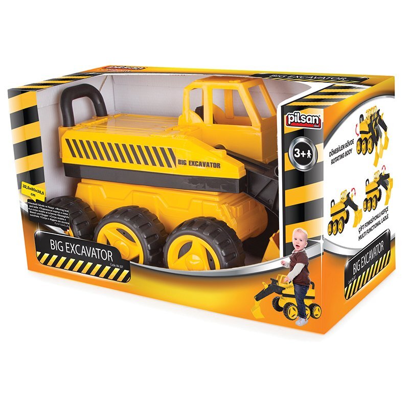 PILSAN Excavator pentru copii Big fara pedale dotat cu cupa mobila si functionala sustine pana la 35 kg