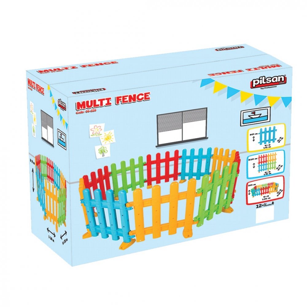 PILSAN Gardulet loc de joaca pentru copii Multi Fence Multicolor cu 10 elementemargini netede si rotunjite pliabil dimensiune element 50.5x54 cm