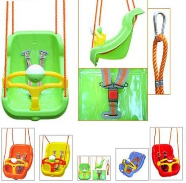 PILSAN Leagan mare pentru copii Big Swing Verde cu bara de protectie detasabilabila cu zornaitoarecenturi de sigurantafranghie 160cm reglabilagreutate maxima suportata 100kg