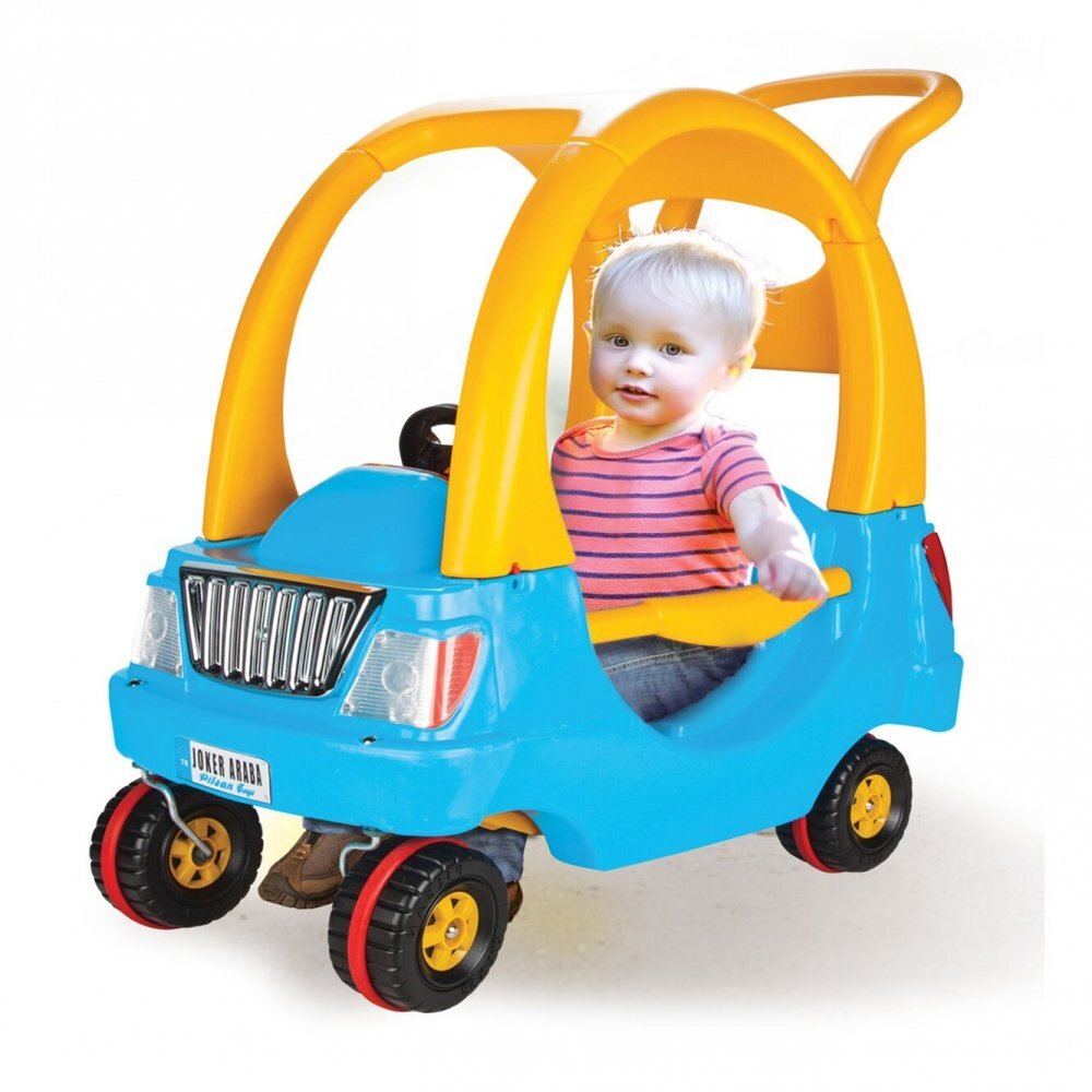 PILSAN Masinuta copii de impins Joker Car Blue cu maner parental podea detasabil volan cu panou muzical recomandata copiilor intre 2 si 5 ani