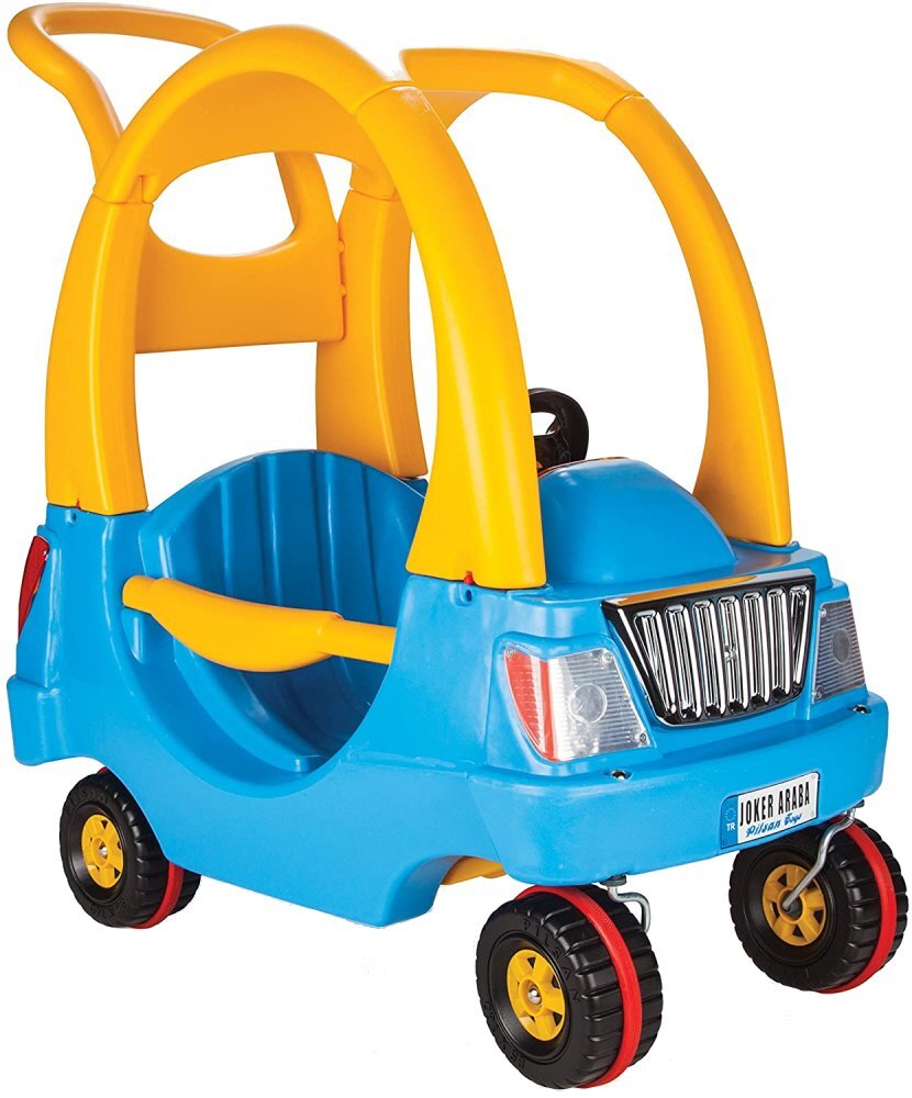 PILSAN Masinuta copii de impins Joker Car Blue cu maner parental podea detasabil volan cu panou muzical recomandata copiilor intre 2 si 5 ani