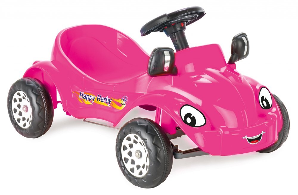 PILSAN Masinuta cu pedale pentru copii Herby Mare Roz Miscare liniara a pedalelor Greutate maxima admisa 25 kg Design prietenos Volan cu claxon