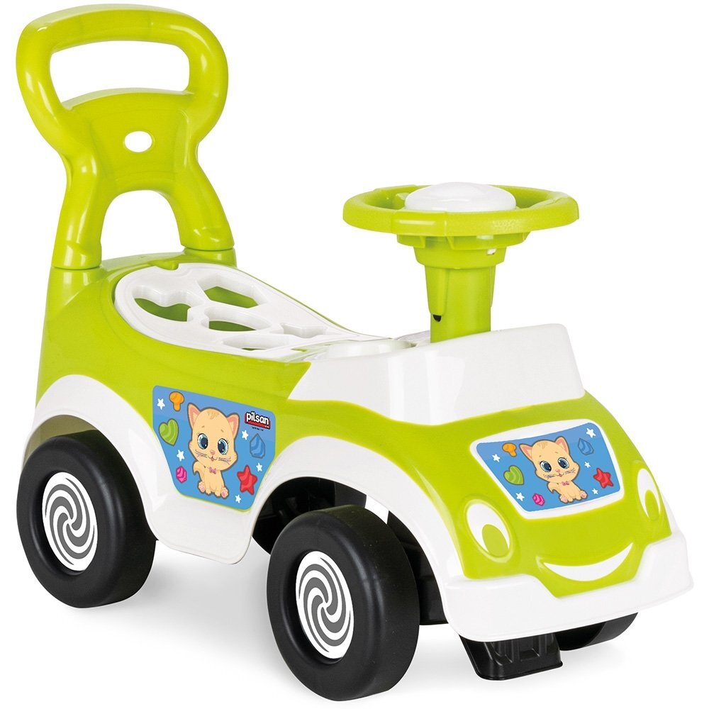 PILSAN Masinuta pentru copii fara pedale Smart Baby Green spatar cu functie de impingere spatiu de depozitare sub sezut greutate maxima admisa 20 kg