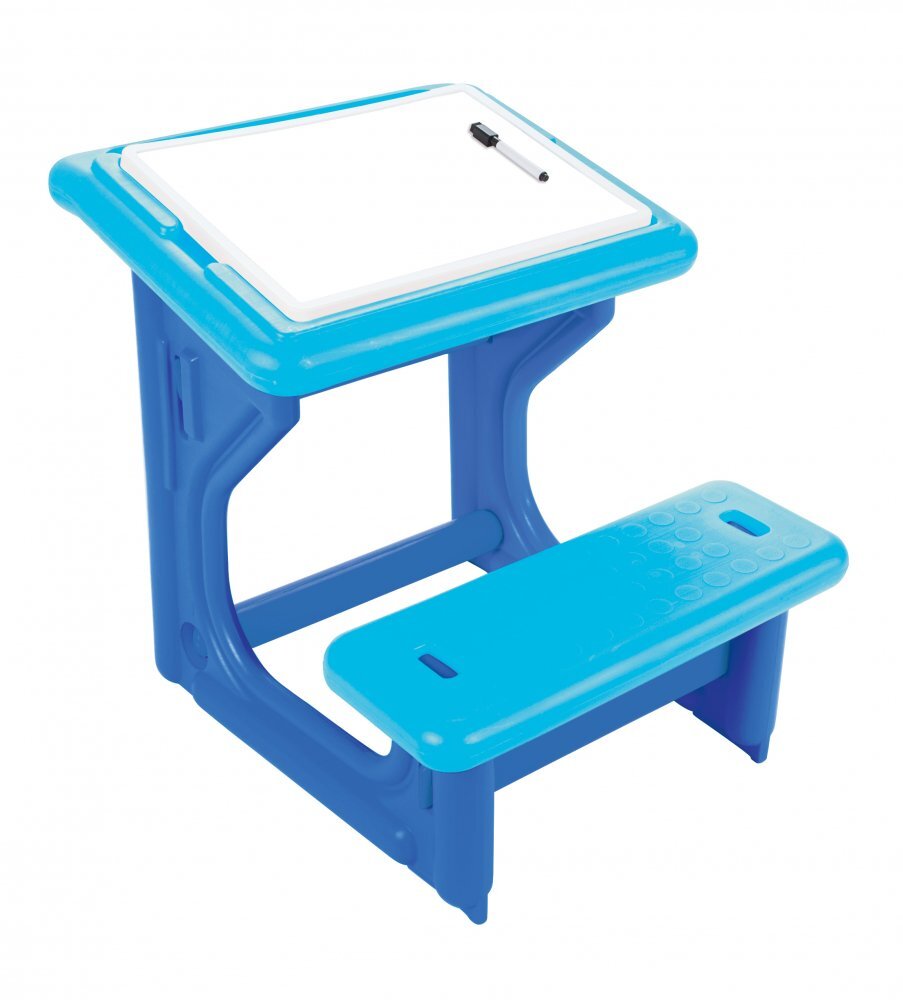 PILSAN Masuta de studiu cu bancuta pentru copii Study Desk Bluedin plastic rezistentmargini rotunjitebancuta cu suport pentru picioarespatiu de depozitare sub masuta si suprafata pe care se poate scrie