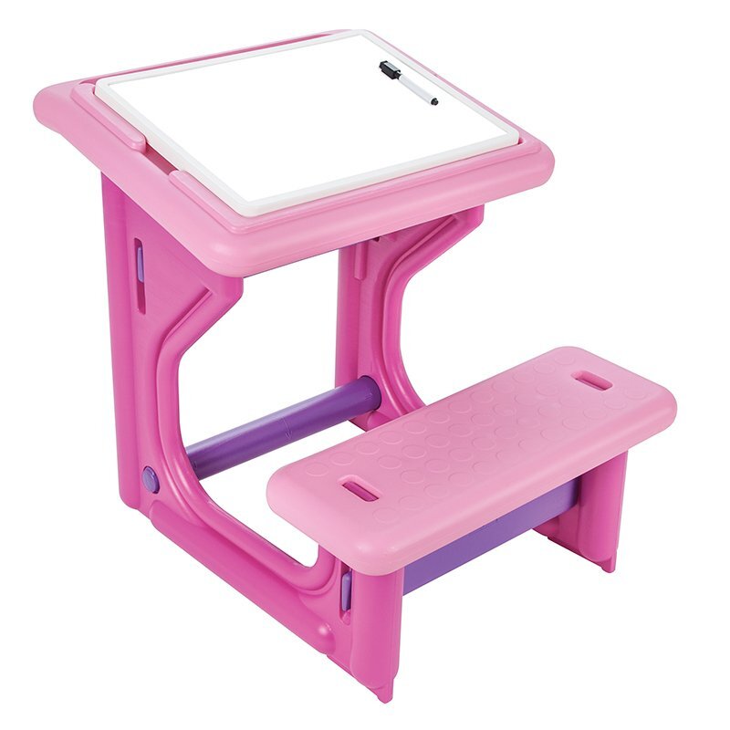 PILSAN Masuta de studiu cu bancuta pentru copii Study Desk Pinkdin plastic rezistentmargini rotunjitebancuta cu suport pentru picioarespatiu de depozitare sub masuta si suprafata pe care se poate scrie