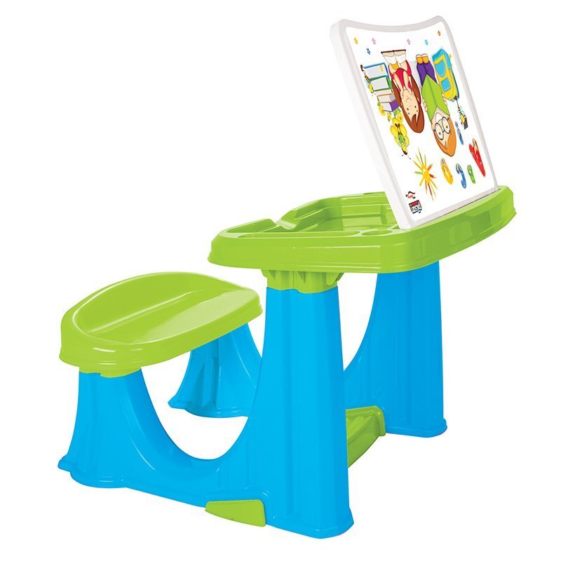 PILSAN Masuta pupitru pentru studiu si desen Handy Blue cu bancuta si suport picioarespatiu de depozitarerealizat din plastic rezistentmargini rotunjite