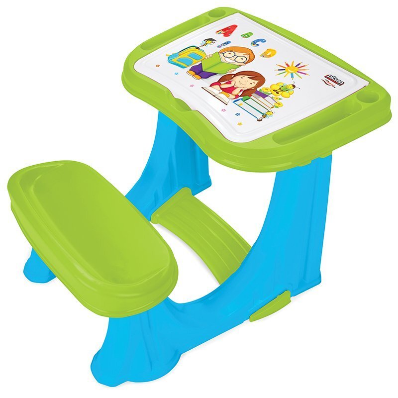 PILSAN Masuta pupitru pentru studiu si desen Handy Blue cu bancuta si suport picioarespatiu de depozitarerealizat din plastic rezistentmargini rotunjite