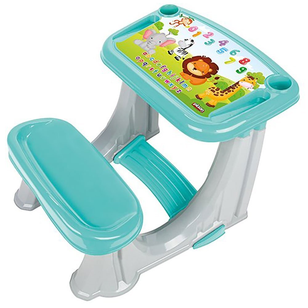 PILSAN Masuta pupitru pentru studiu si desen Smart Study Desk Green cu bancuta si suport picioarerealizat din plastic rezistentmargini rotunjite