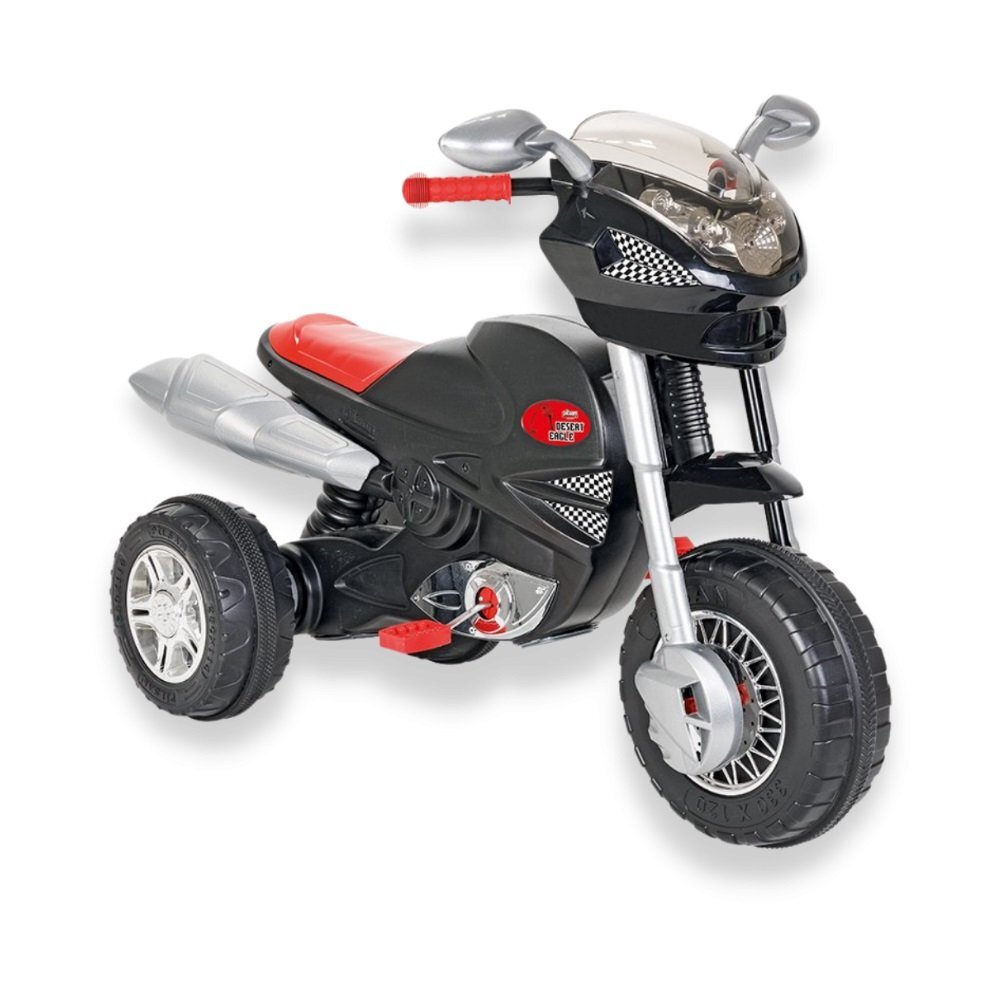 PILSAN Motocicleta cu pedale pentru copii Desert Eagle Blackdetalii realisticeoglinzi retrovizoaresezut ergonomicgreutate admisa 35 kg