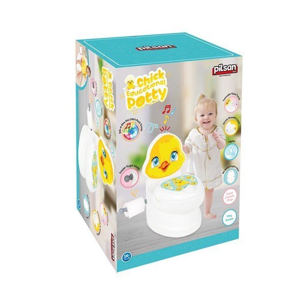 PILSAN Olita educationala muzicala Chick cu baza antialunecaresuport hartie igienica si vas colectare detasabildesign ergonomiccutie muzicala iluminata cu efect de sunet sifon