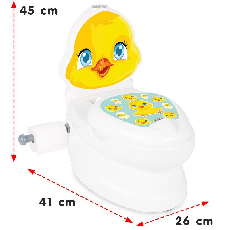 PILSAN Olita educationala muzicala Chick cu baza antialunecaresuport hartie igienica si vas colectare detasabildesign ergonomiccutie muzicala iluminata cu efect de sunet sifon