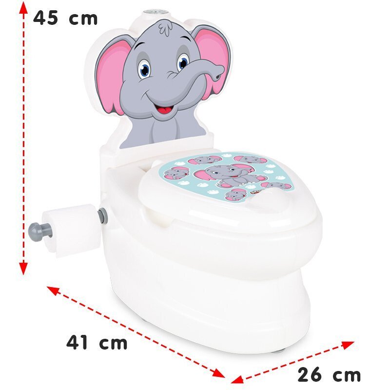 PILSAN Olita educationala muzicala Elefantel cu baza antialunecaresuport hartie igienica si vas colectare detasabildesign ergonomiccutie muzicala iluminata cu efect de sunet sifon