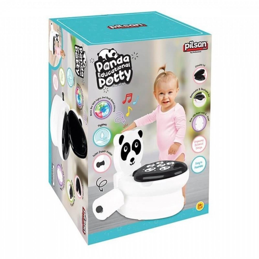 PILSAN Olita educationala muzicala Panda cu baza antialunecaresuport hartie igienica si vas colectare detasabildesign ergonomiccutie muzicala iluminata cu efect de sunet sifon