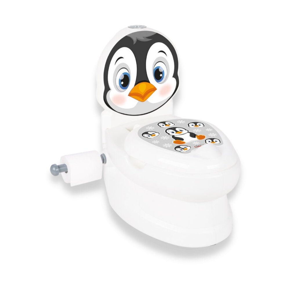 PILSAN Olita educationala muzicala Pinguin cu baza antialunecaresuport hartie igienica si vas colectare detasabildesign ergonomiccutie muzicala iluminata cu efect de sunet sifon