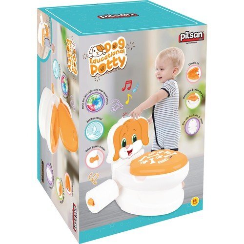 PILSAN Olita educationala muzicala Puppy cu baza antialunecaresuport hartie igienica si vas colectare detasabildesign ergonomiccutie muzicala iluminata cu efect de sunet sifon
