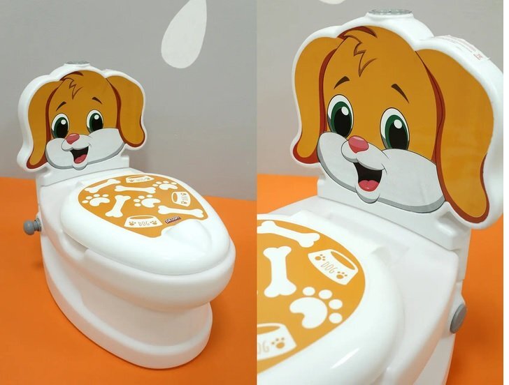 PILSAN Olita educationala muzicala Puppy cu baza antialunecaresuport hartie igienica si vas colectare detasabildesign ergonomiccutie muzicala iluminata cu efect de sunet sifon