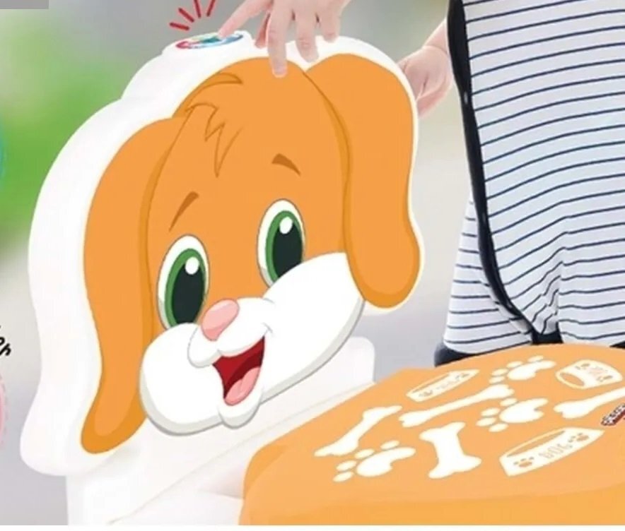 PILSAN Olita educationala muzicala Puppy cu baza antialunecaresuport hartie igienica si vas colectare detasabildesign ergonomiccutie muzicala iluminata cu efect de sunet sifon