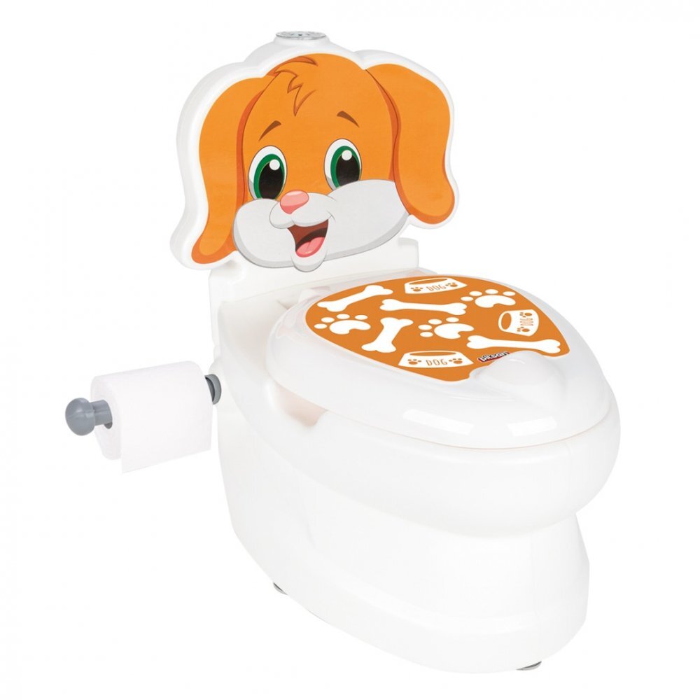 PILSAN Olita educationala muzicala Puppy cu baza antialunecaresuport hartie igienica si vas colectare detasabildesign ergonomiccutie muzicala iluminata cu efect de sunet sifon