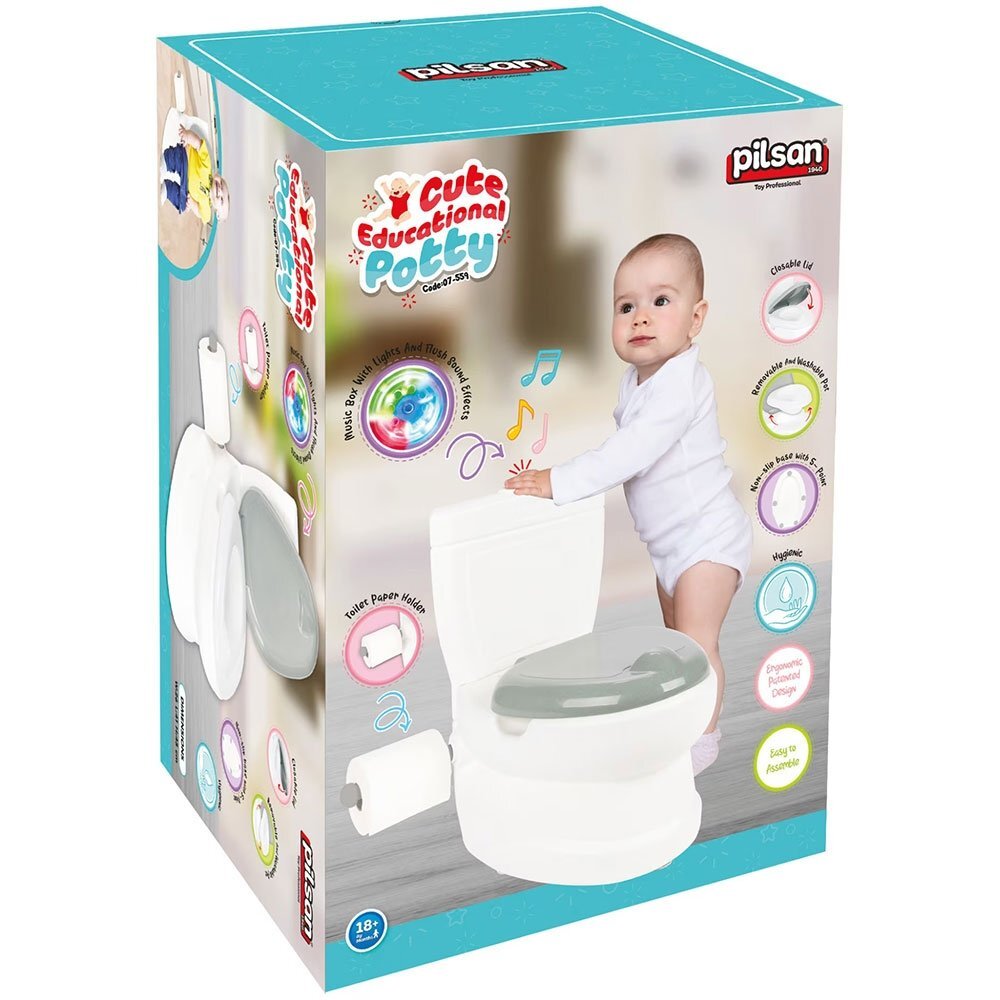 PILSAN Olita educationala pentru copii Cute cu CapacCutie muzicala Sunet sifon si lumini Baza cu 5 puncte antialunecare Suport hartie igienica Vas colectare detasabil Greutate admisa 25kg