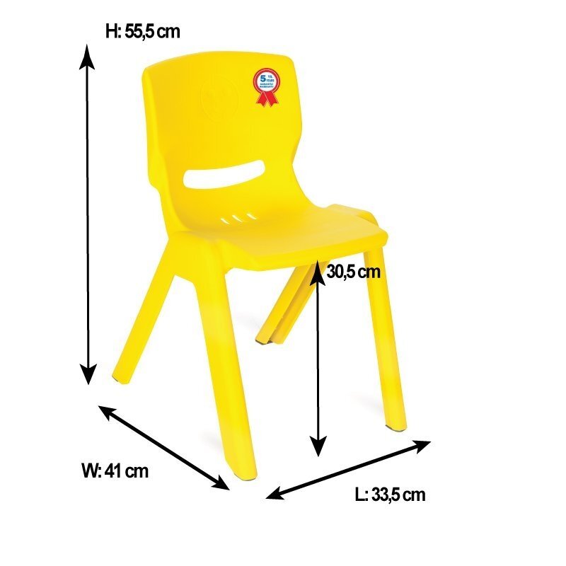 PILSAN Scaunel copii cu spatar pentru interiorexteriorpotrivit pentru gradinitescoliafterschoolgreutate suportata pana la 100kg Happy Chair Galben