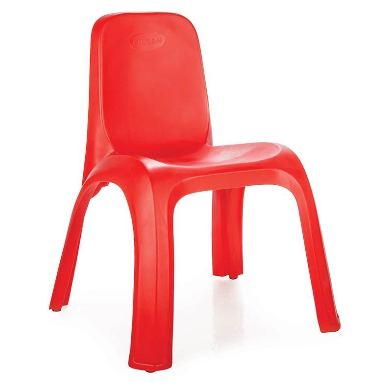 PILSAN Scaunel cu spatar pentru copii King Rosu interiorexteriorsezut ergonomicpicioare stabile cu antiderapantutilizare pentru gradinita cresa afterschoolgreutate suportata 150kg