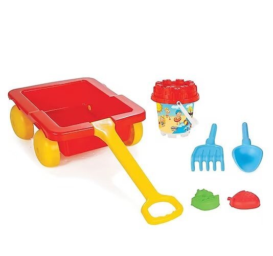 PILSAN Set carucior pentru copii cu galetusajucarii de nisip si unelte Carriage Red