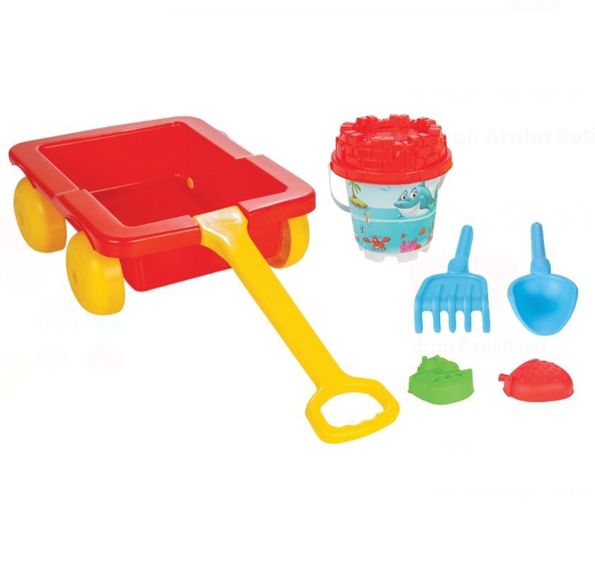 PILSAN Set carucior pentru copii cu galetusajucarii de nisip si unelte Carriage Red