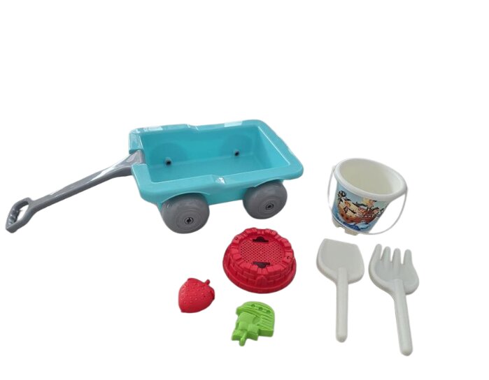 PILSAN Set carucior pentru copii cu galetusajucarii de nisip si unelte Carriage Turcoaz