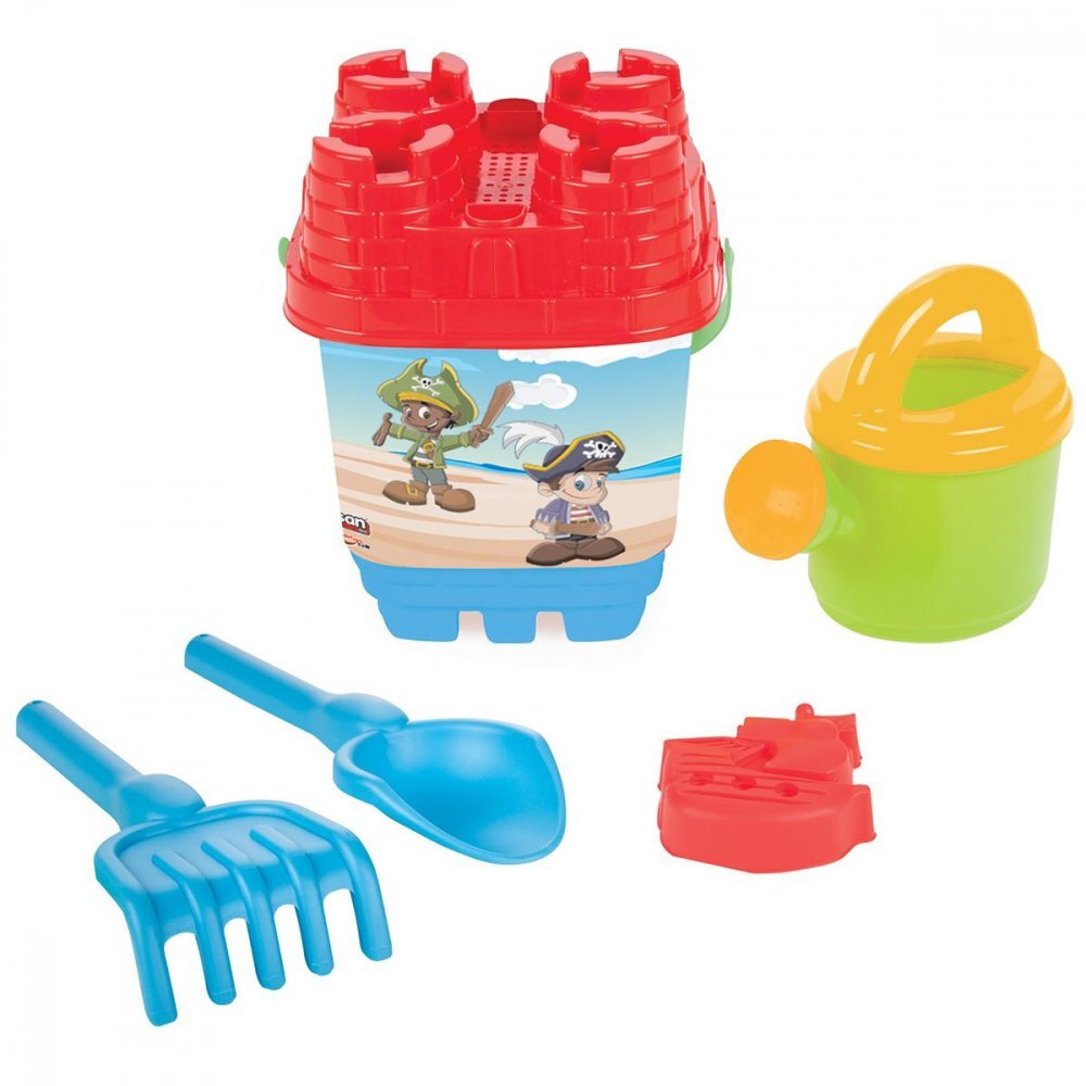 PILSAN Set galetusa si forme pentru nisip Mini Castle Red